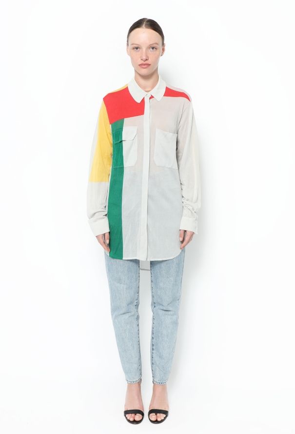 Céline ICONIC S/S 2018 Colorblock Silk Blouse - 3