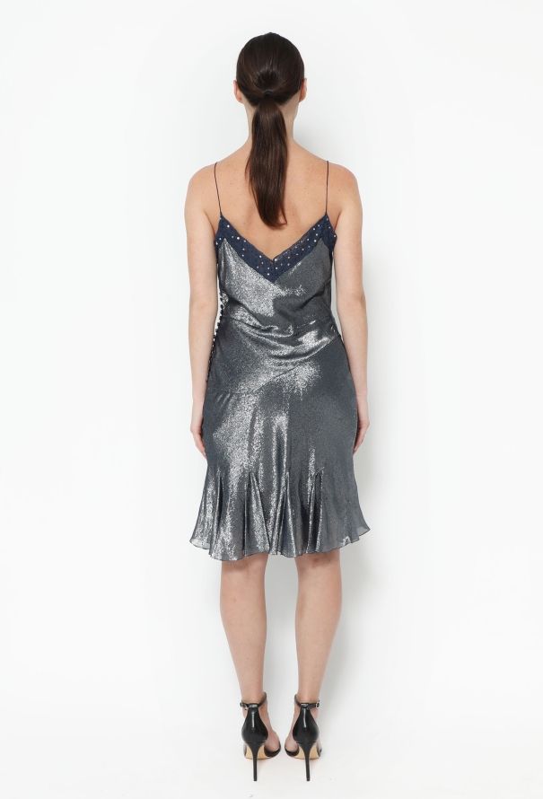 John Galliano 2004 Lamé Bias Silk Dress - 3
