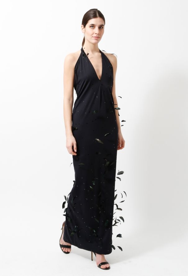 90s Stephen Sprouse Feather Gown - 3