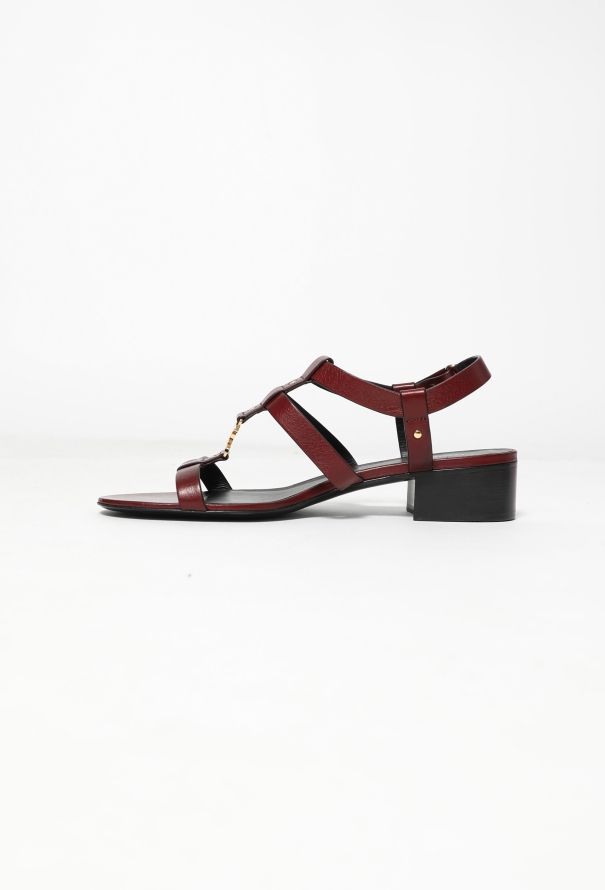 Céline 2023 Leather Triomphe Sandals Burgundy  red - 4