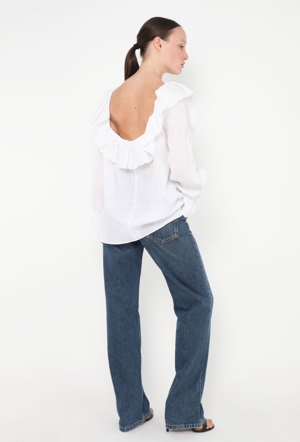Céline S/S 2020 Ruffled Linen Blouse - 3