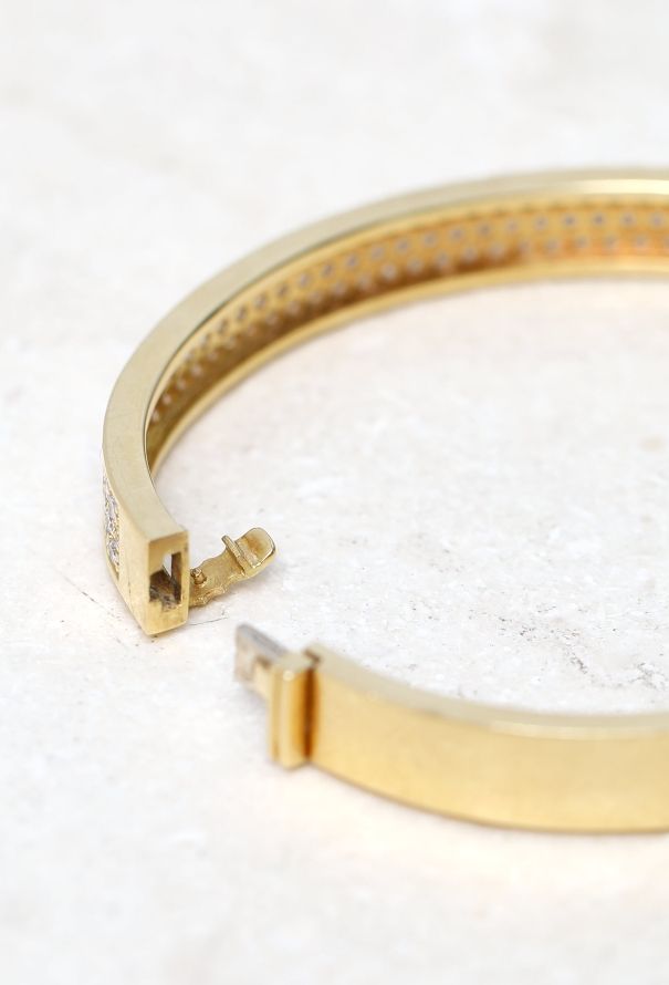 Vintage Fine Jewelry 18k Yellow Gold & Diamond Bangle - 6