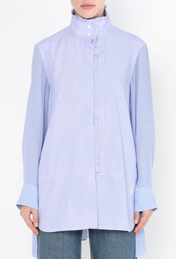 Chloé Resort 2019 Pinstripe Ruffled Tunic - 1