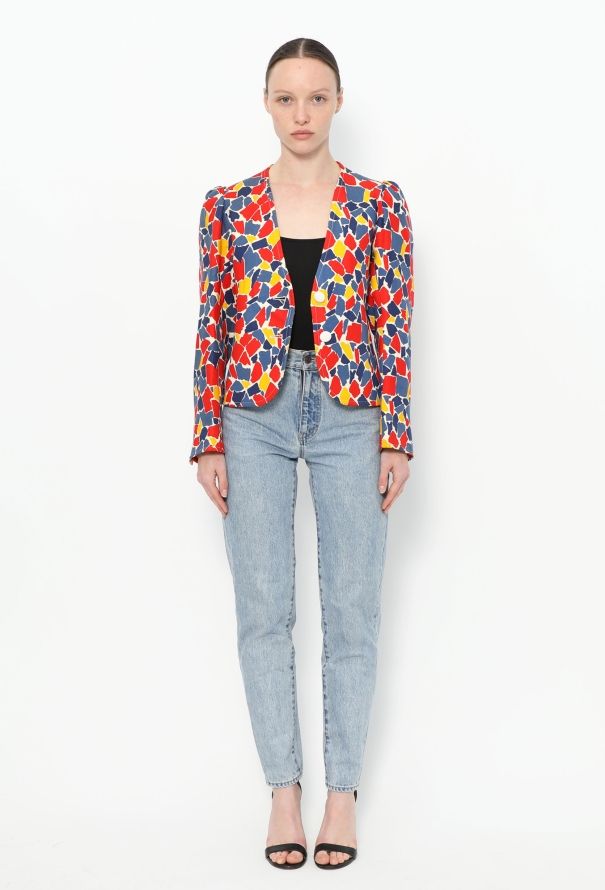 Saint Laurent RARE S/S 1982 Geometric Print Jacket - 4