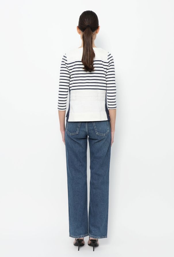 Céline Leather & Cotton Marinière Top - 3