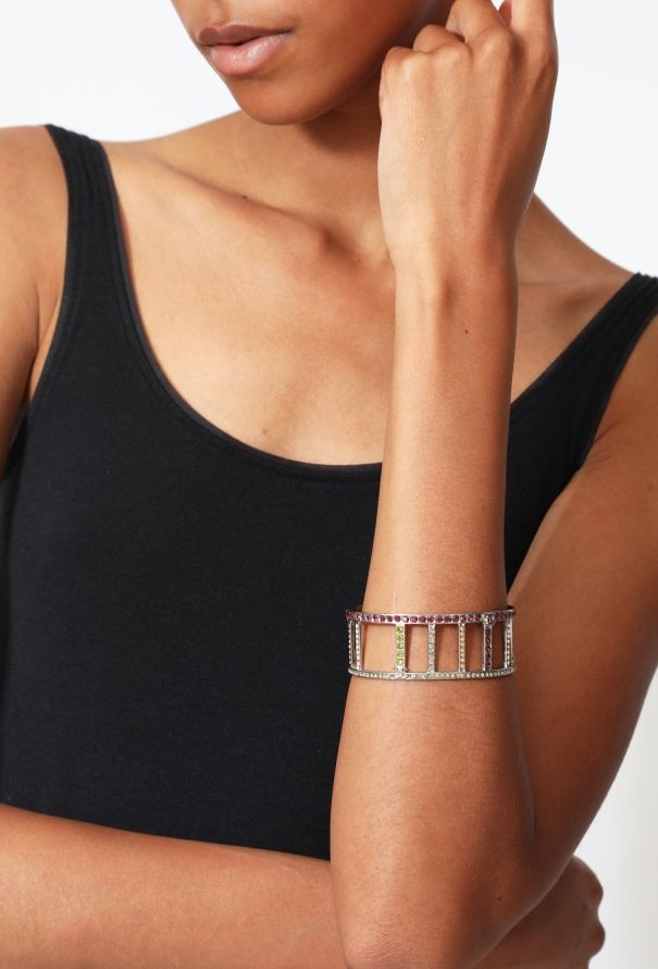 Chanel 1998 Metallic Embellished 'CC' Cuff - 6