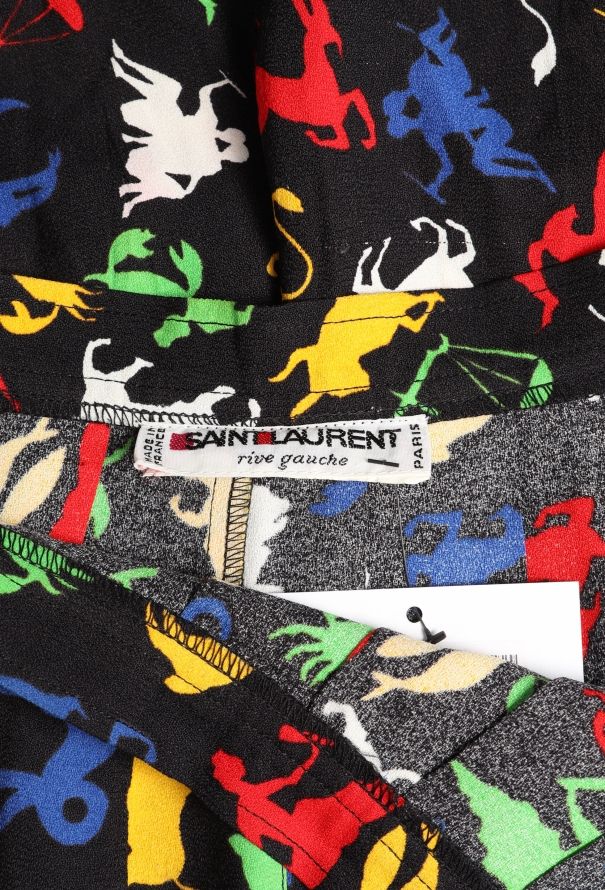 Saint Laurent S/S 1982 Pleated Zodiac Skirt - 7