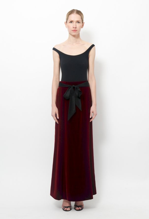 Bordeaux Velvet Skirt - 1