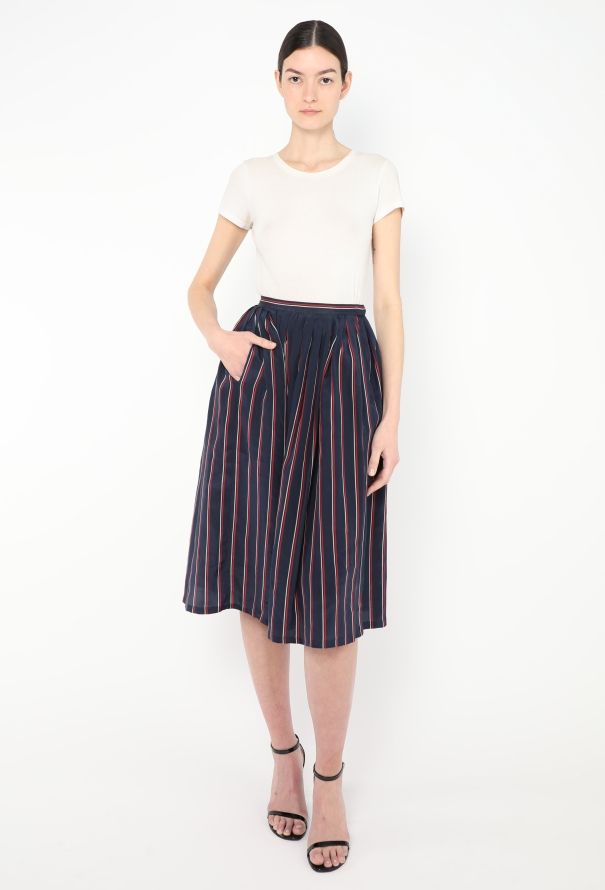 Saint Laurent 1978 Pleated Silk Striped Ensemble - 2