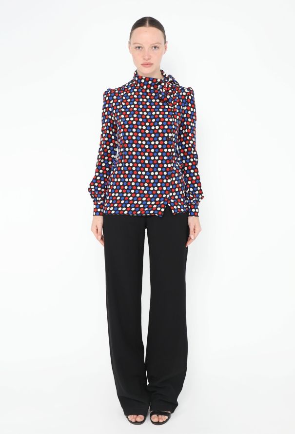 Saint Laurent 2016 Silk Polka Dot Lavallière Blouse - 4
