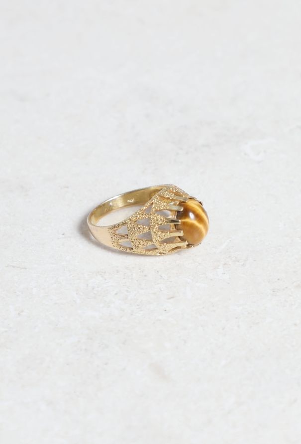 Vintage Fine Jewelry 18k Yellow Gold and Tiger's Eye Ring - 3