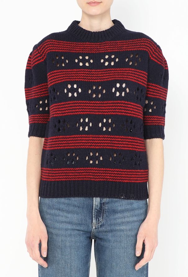Miu Miu F/W 2015 Striped Cut-Out Sweater - 1