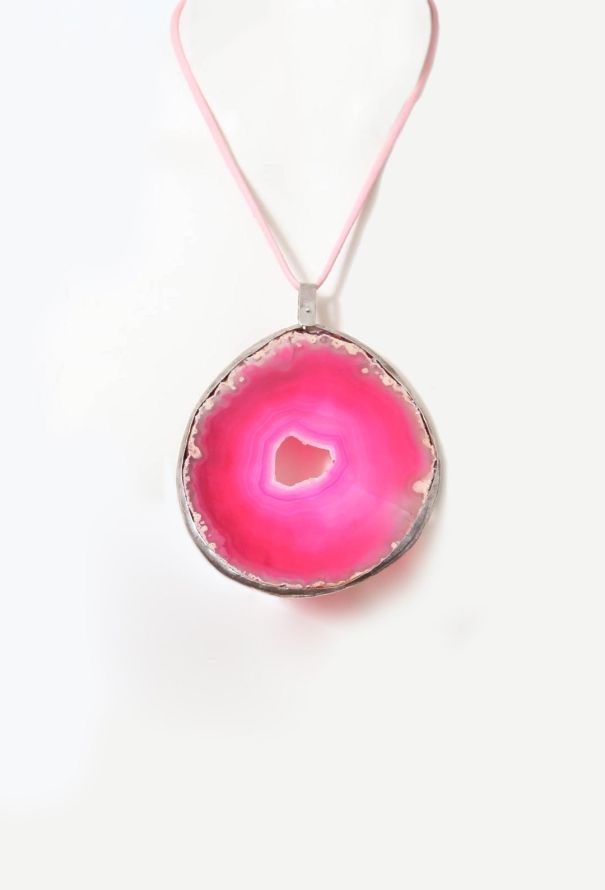 Exquisite Vintage Pink Geode Pendant - 1