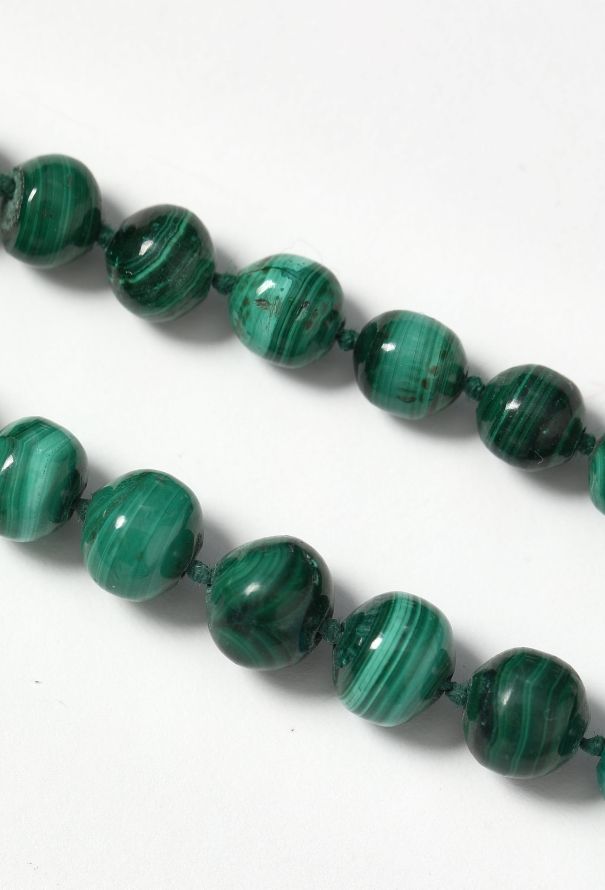Vintage Fine Jewelry Malachite Sautoir Necklace - 3