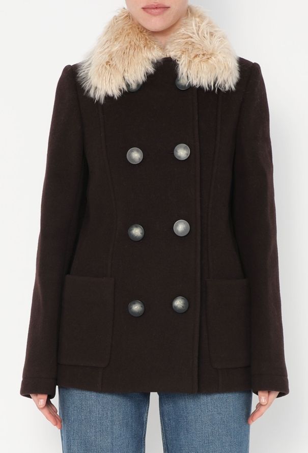 Balenciaga Pre-Fall 2011 Shearling Trim Peacoat - 5