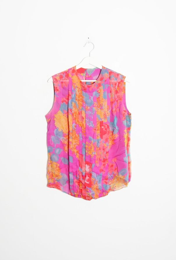 Chanel COUTURE '90s Floral Pleated Chiffon Blouse - 7