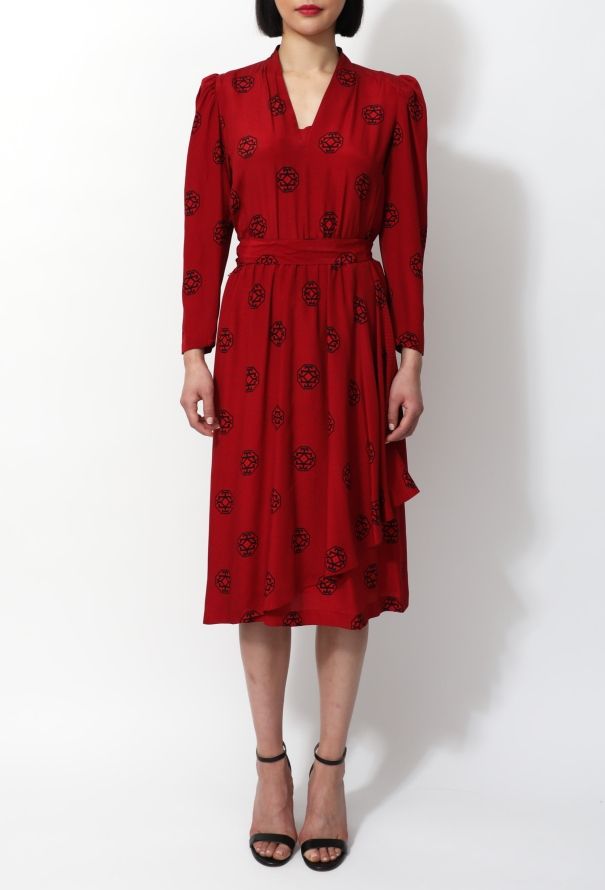 Guy Laroche '70s Graphic Belted Day Dress - 4
