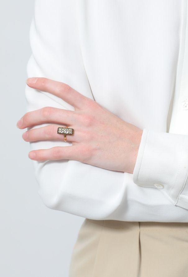 Vintage Fine Jewelry 18k Yellow Gold & Diamond Rectangular Ring - 3