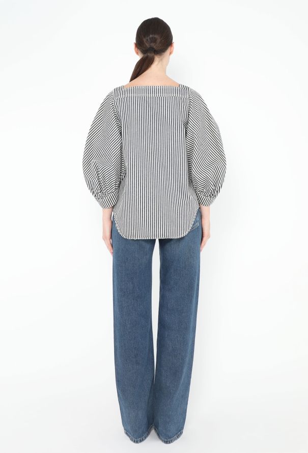 Chloé S/S 2017 Striped Denim Top - 4