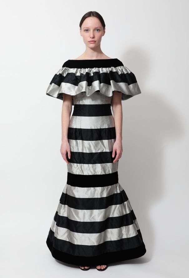 Oscar De La Renta Satin & Velvet Flamenco Gown - 2