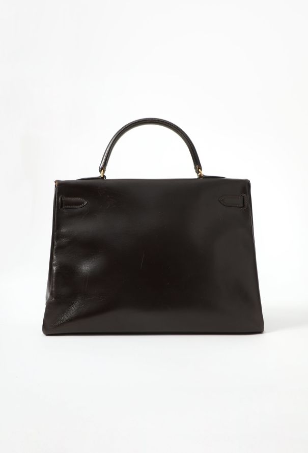 Hermès '70s Brown Box Kelly Retourné 35 - 4
