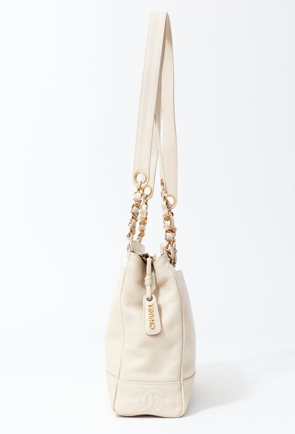 Chanel Off-White Caviar Tote Bag - 4