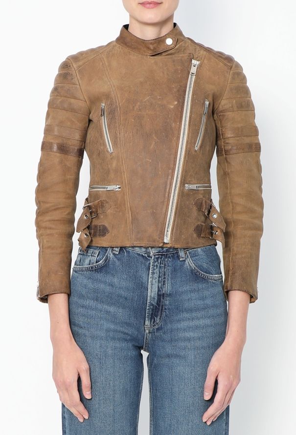 Céline Distressed Leather Biker Jacket - 3