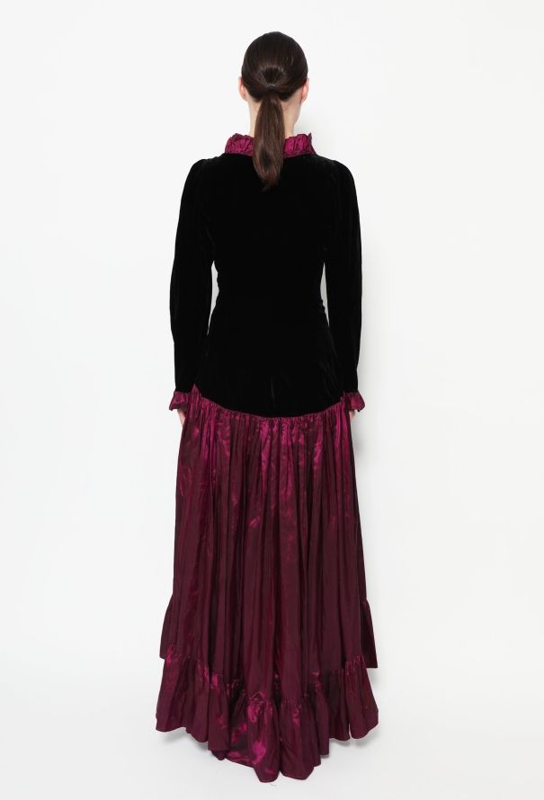 Saint Laurent Late '70s Velvet Taffeta Dress - 3