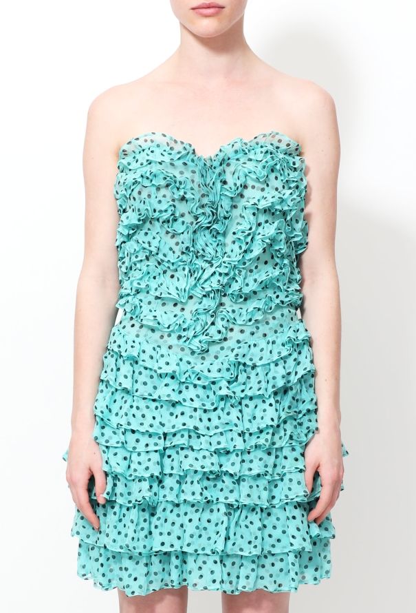 Saint Laurent Ruffled Polka Dot Chiffon Dress - 2