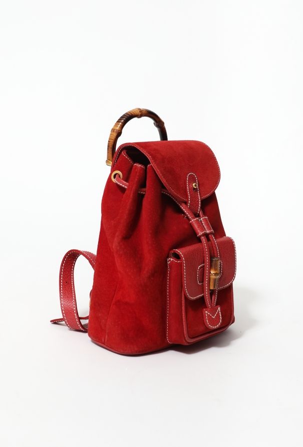 Gucci '90s Suede Bamboo Backpack - 4
