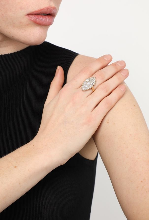 Vintage Fine Jewelry 18k Yellow Gold & Diamond Marquise Ring - 4