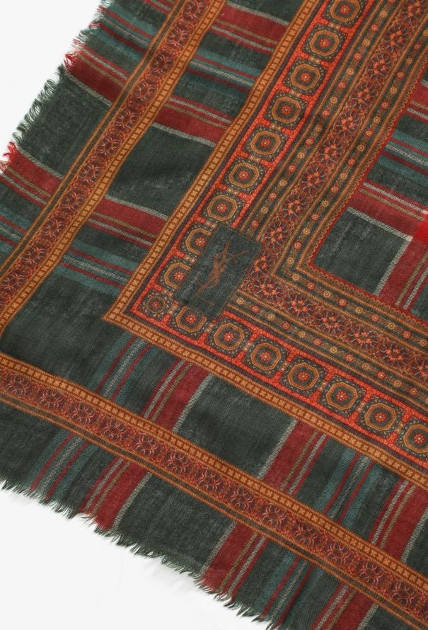 Saint Laurent Vintage Checkered Wool & Silk Scarf - 4