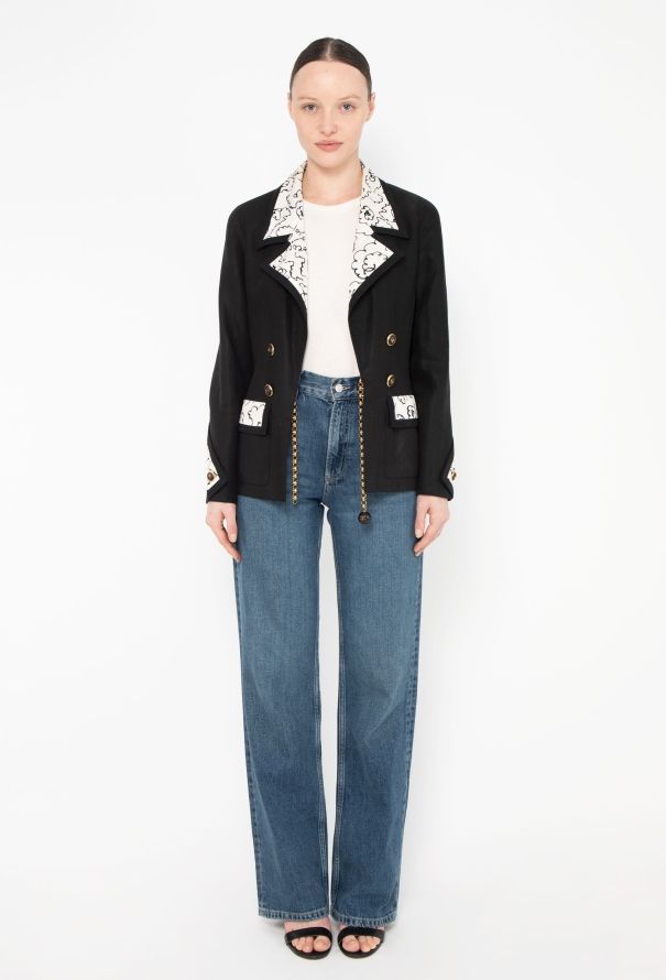 Chanel ICONIC S/S 1993 Graphic Trim 'CC' Blazer - 4