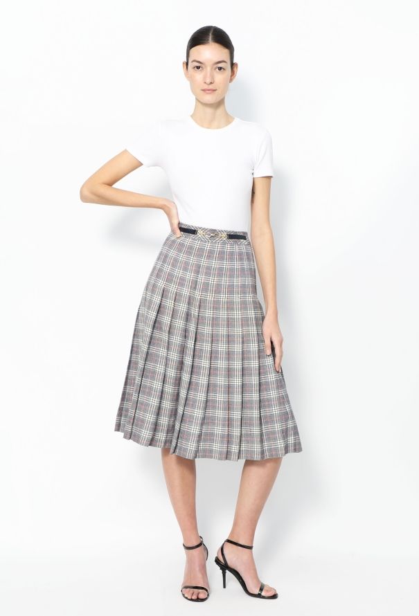 Céline '70s Pleated Horsebit Skirt - 1