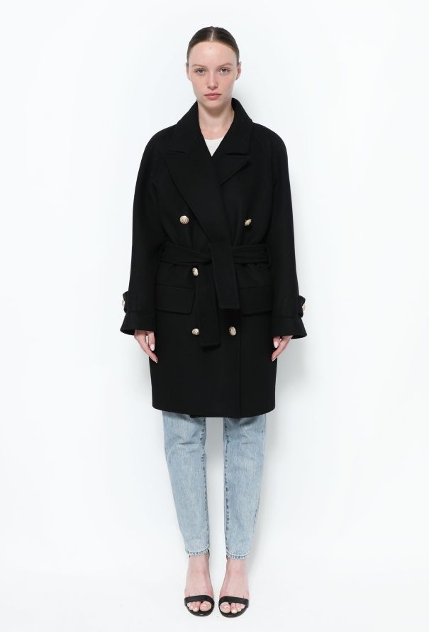 Balmain Classic Belted Wool Coat - 1