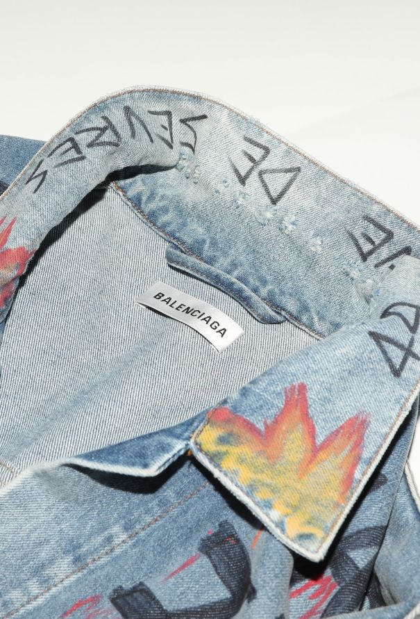 Balenciaga 2018 Hand-Painted Denim Jacket - 7
