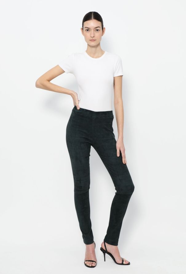 The Row Suede Leather Leggings - 3