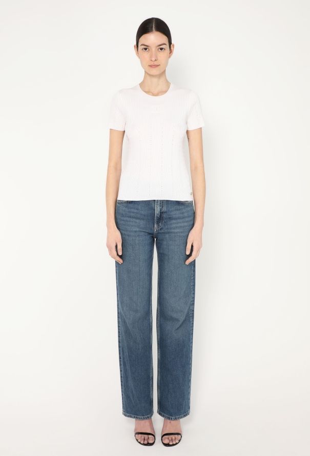 Chanel 2021 Pointelle Ribbed 'CC' Top - 4