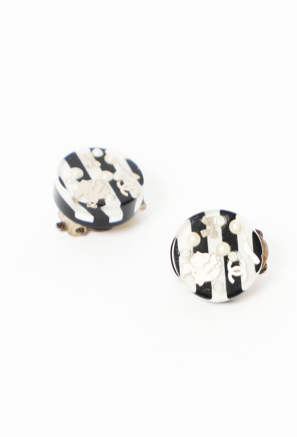 Chanel 2006 Icons Striped Clip Earrings - 2