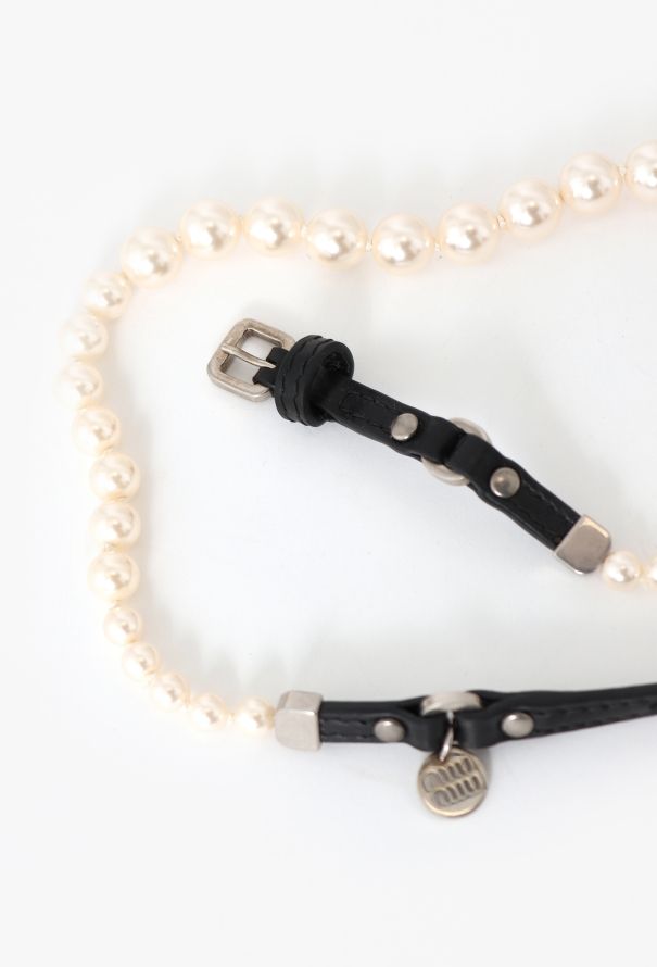 Miu Miu F/W 2024 Leather Pearl Necklace - 5