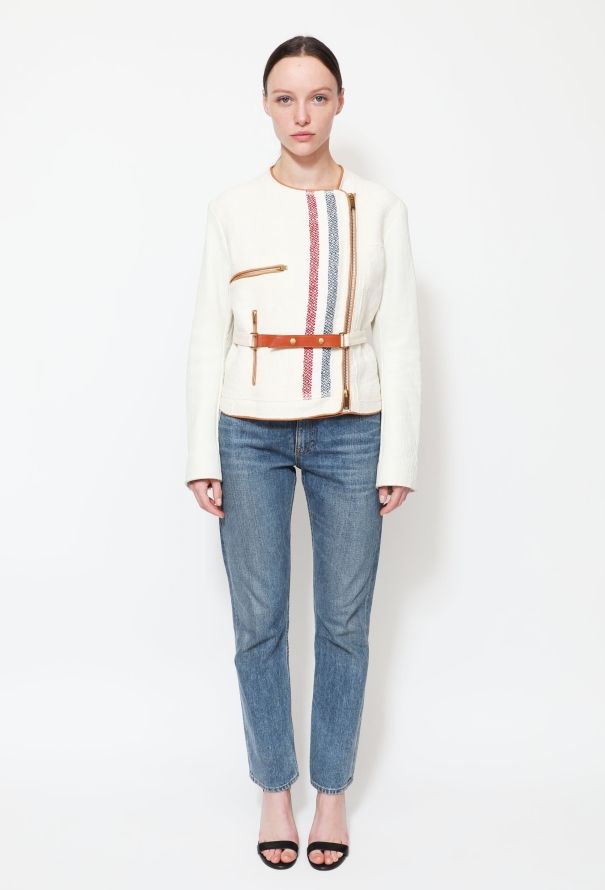 Céline Belted Linen Zip Jacket - 3