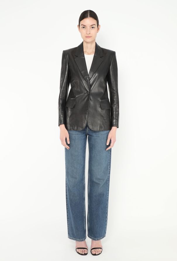 Saint Laurent Vintage Tailored Leather Blazer - 3