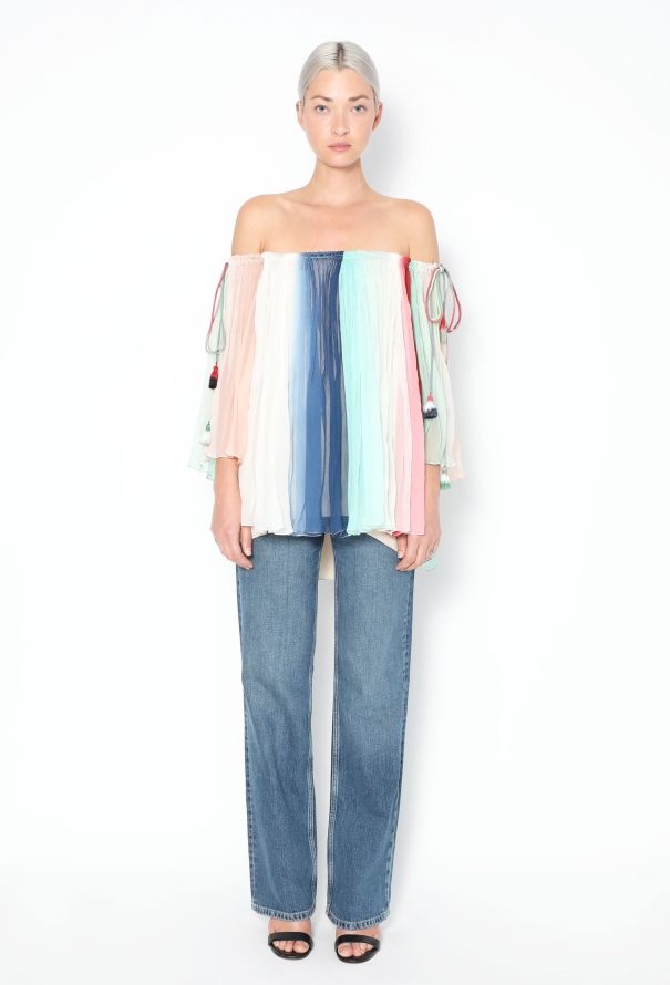 Chloé S/S 2016 Off-Shoulder Chiffon Top - 3