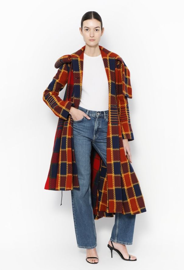 Loewe 2020 Asymmetrical Checkered Coat - 5