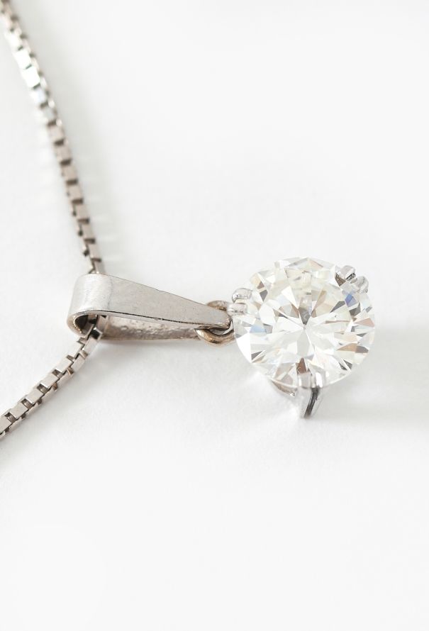 Vintage Fine Jewelry 18k White Gold & 1.45 Carats Diamond Necklace - 3