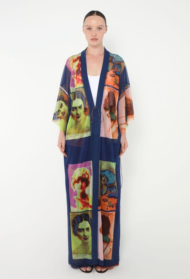 Jean Paul Gaultier RARE 2002 Portrait Mesh Kaftan Ensemble - 1