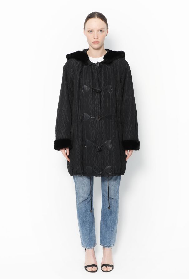 Saint Laurent 1993 Quilted Fur Trim Toogle Coat - 3