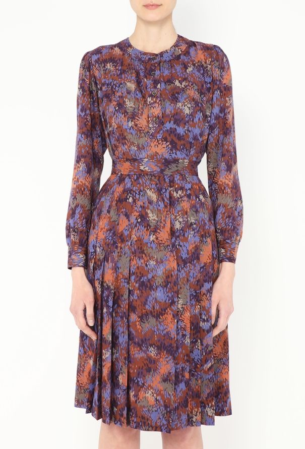 Saint Laurent 1973 Abstract Floral Pleated Ensemble - 4