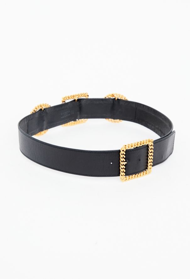 Chanel RARE S/S 1988 Gilded Chainlink Leather Belt - 4