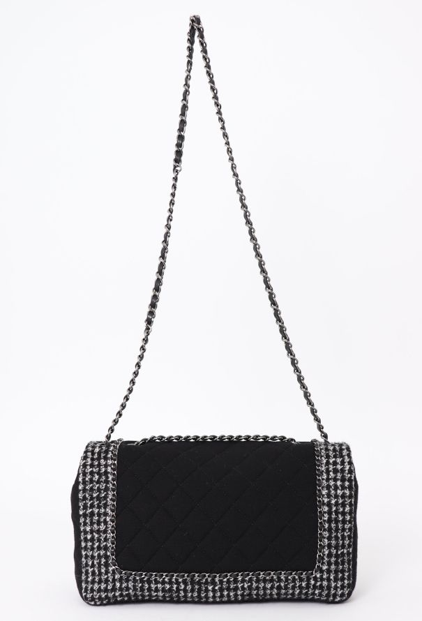 Chanel Houndstooth Tweed & Jersey Flap Bag - 6